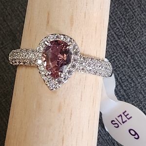 Ever Bloom sz 9. Dark Rubellite. Rhodium plating. RBP6475